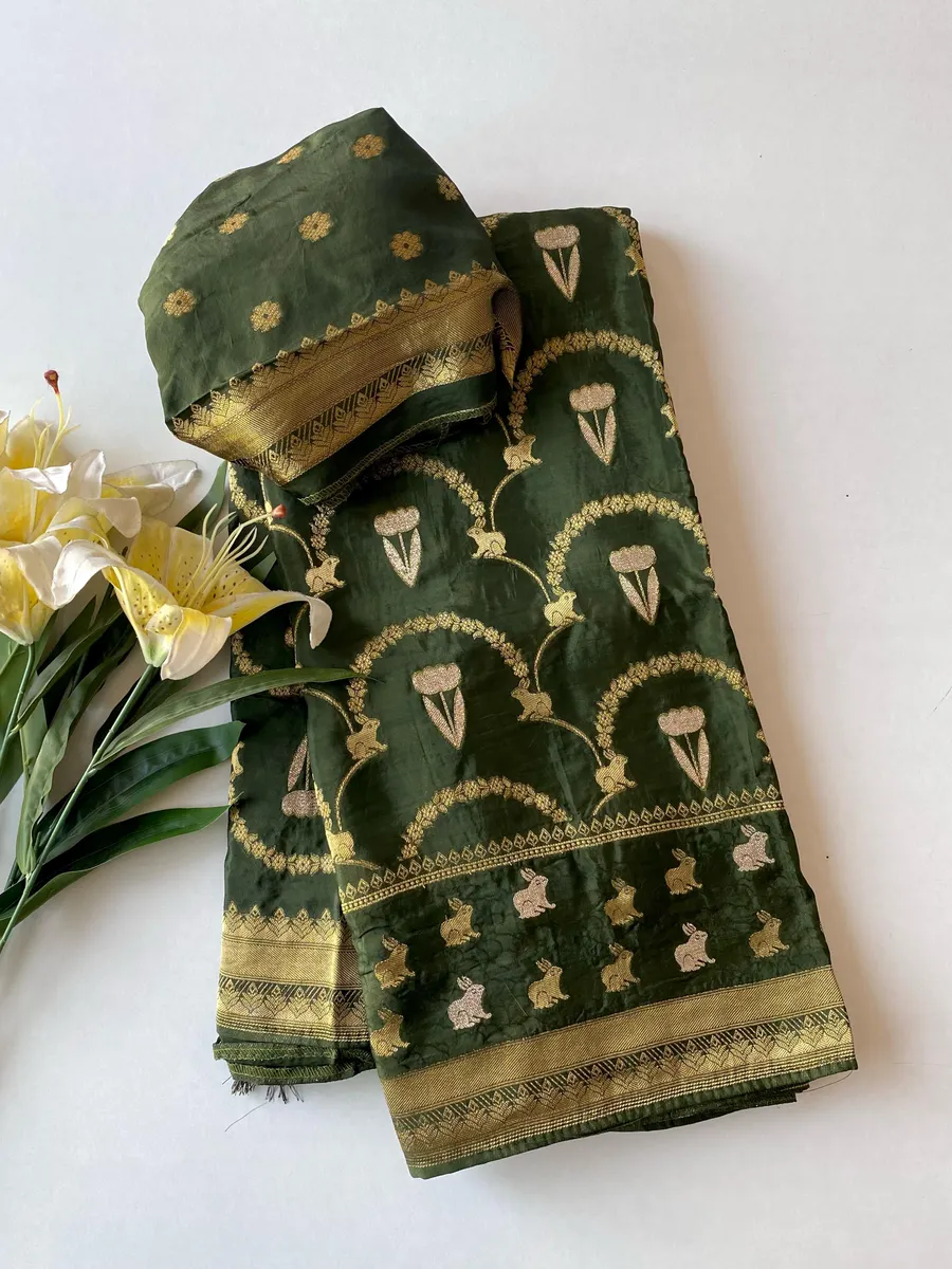 Pure Mushroom Satin Dola Saree